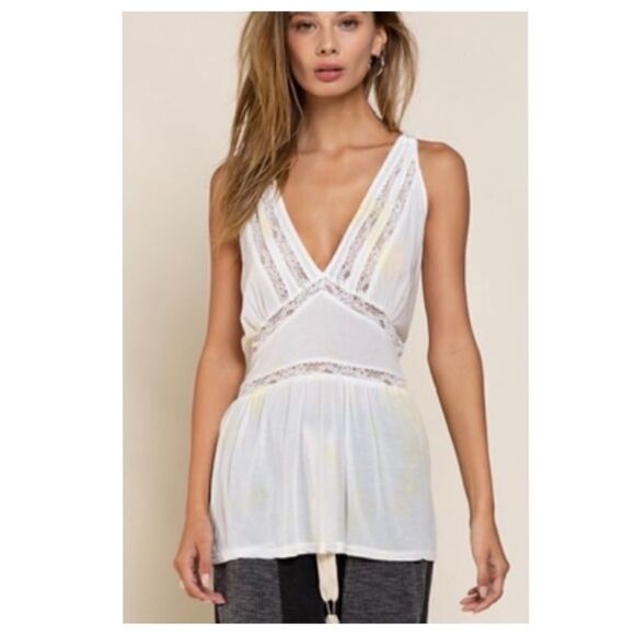 BAYSIDE Summer Drop" Knit Sleeveless Top W/ Lace - Picture 10 of 16